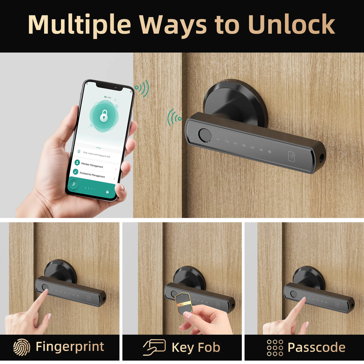 Viladepot Bluetooth Fingerprint Smart Lock With App Control Keypad