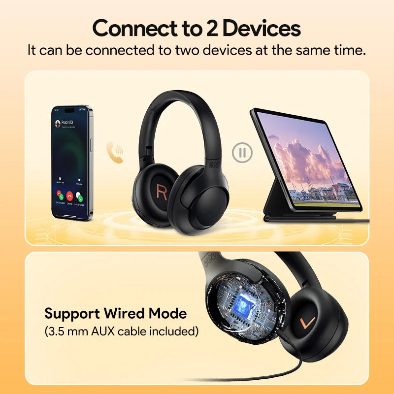 QCY H3 Hybrid ANC Wireless Headphones With Extended Battery Life