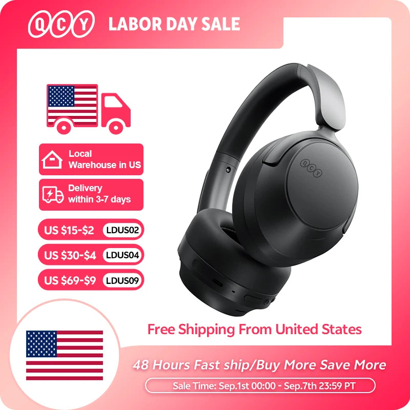 QCY H3S Over Ear Wireless Headphones With Adaptive Noise Cancellation