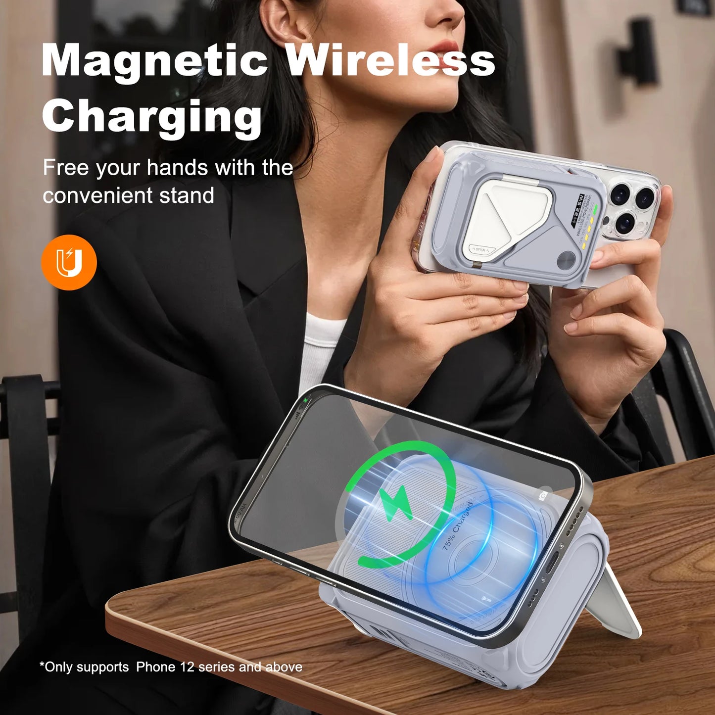 Prunus 10000mAh Magnetic Wireless Power Bank PD Fast Charging Display