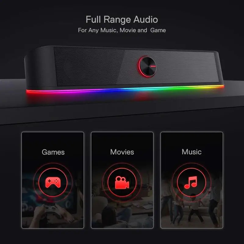 Redragon Adiemus RGB USB Desktop Soundbar And 2.0 Channel Speaker