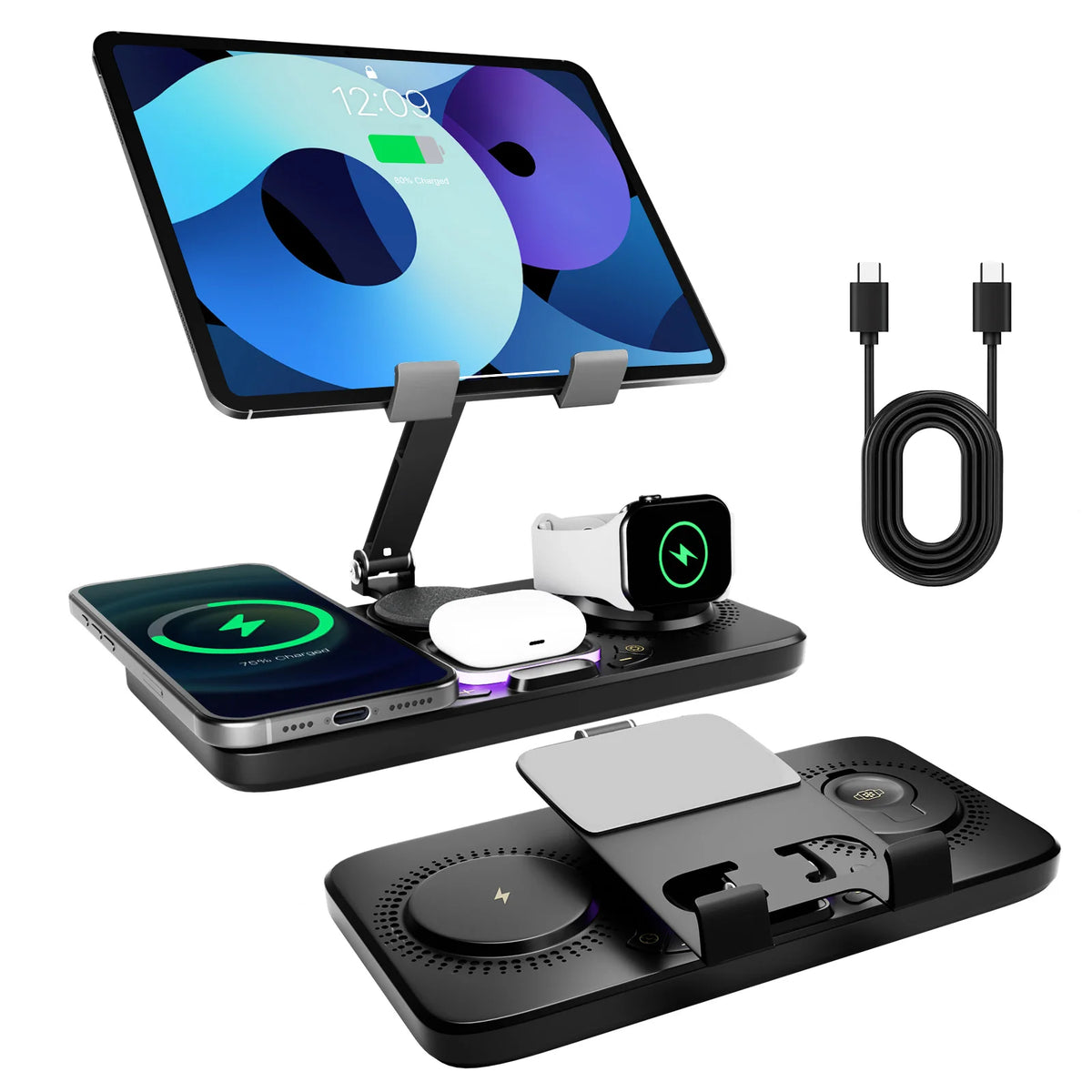 Wireless Charging Station For Phones Smartwatches And Earbuds