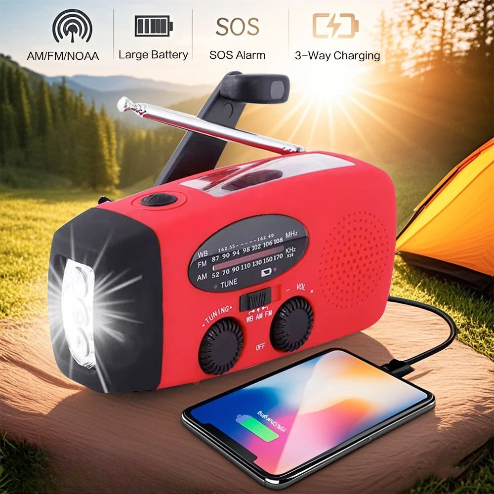 Portable Solar Hand Crank Radio Am Fm Noaa Emergency Gadget