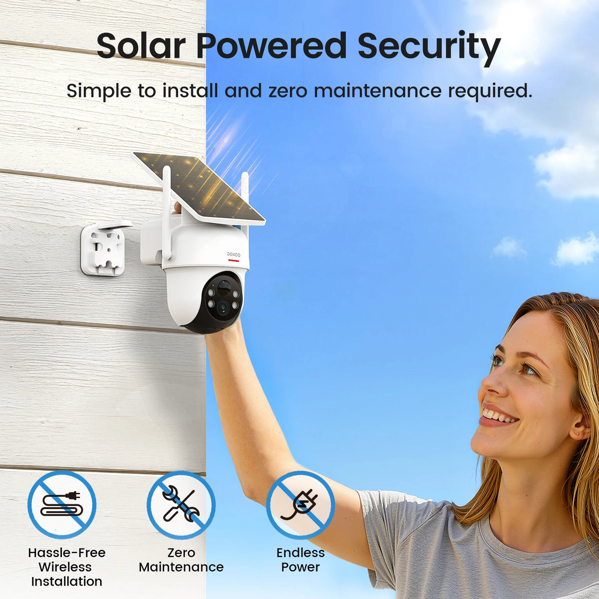 Dekco 3MP Solar Wireless PTZ Surveillance Camera System