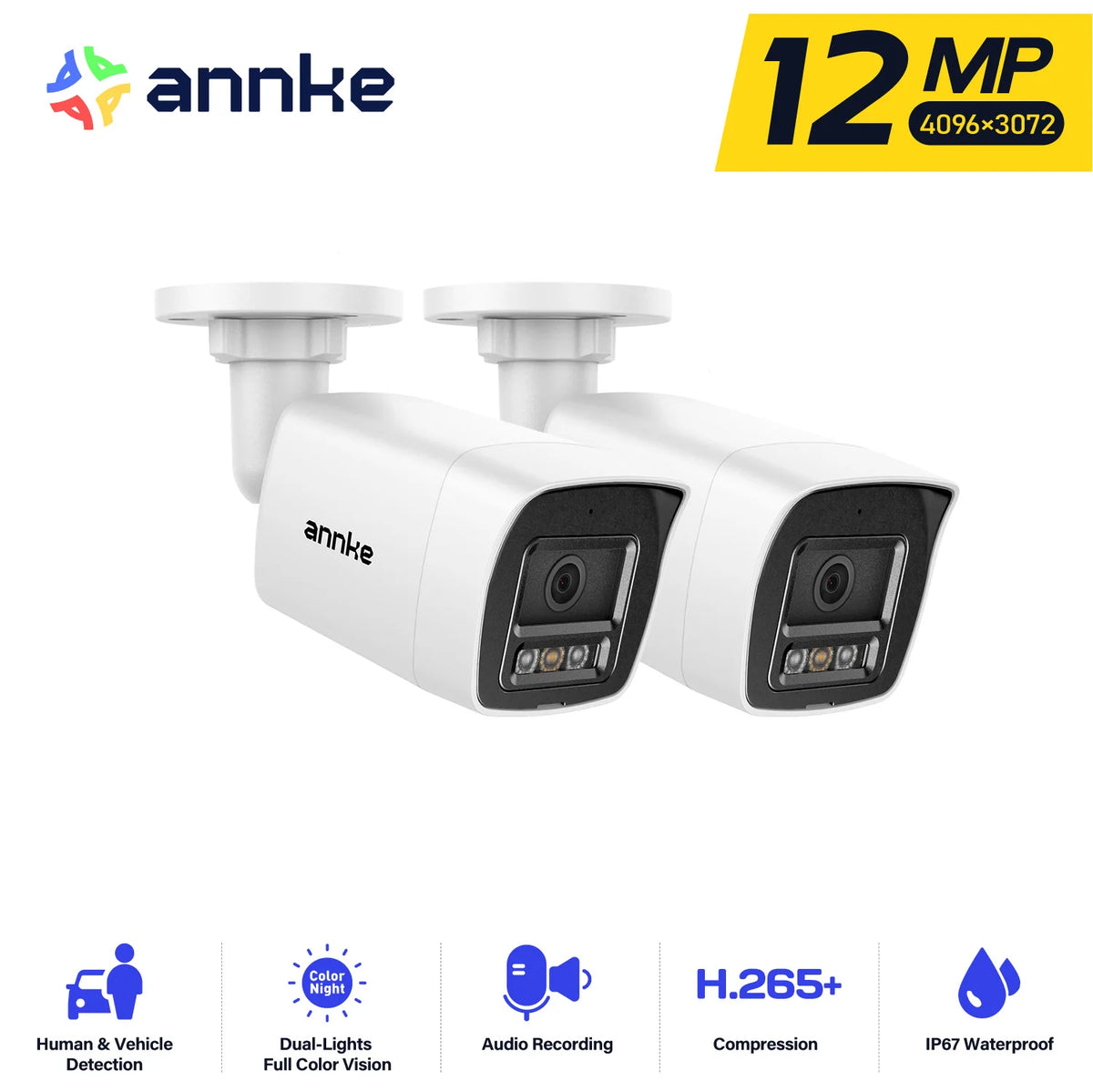 Annke 12MP Outdoor PoE Security Camera With Dual Light Technology