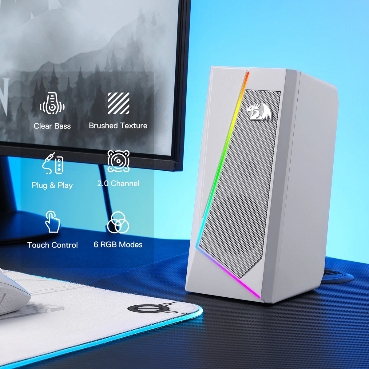 Redragon Gs520 Rgb Usb Audio Desktop Stereo Speakers
