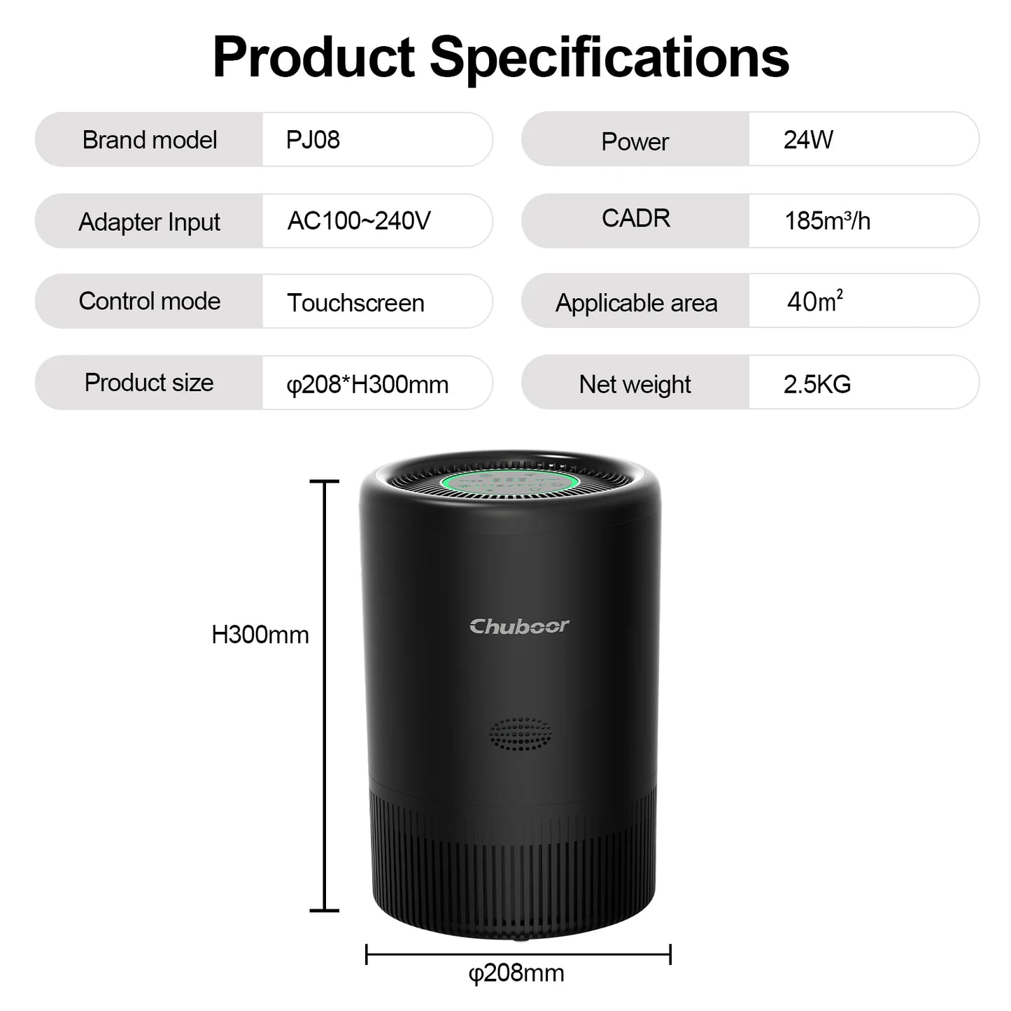 Chuboor Smart Air Purifier With PM2.5 Monitor And Alexa Control